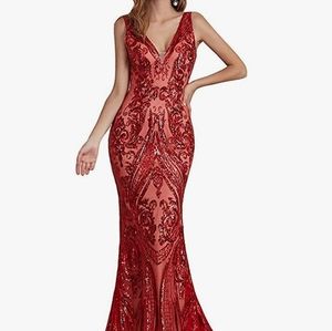 Red Sequin long dress